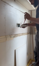 Second fixing can commence, here you can see me wiring a double socket for the breakfast bar.