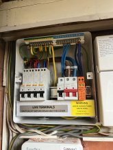 All of the circuits have been tested in accordance with the wiring regulations. I've neatly dressed the cables as best as I can. The lid can now go on and the circuits can be commissioned. Unfortunately there's not much I can do about the existing cabling